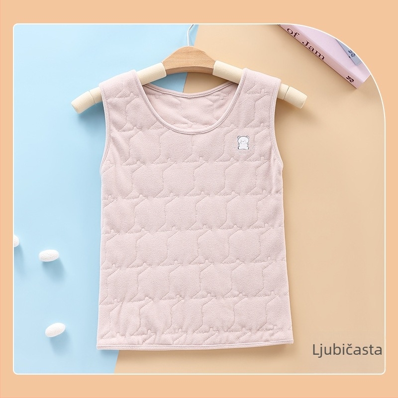 Unisex termalna vest s kapuljačom, dvostruki sloj, za djecu 7–12 godina, okrugli izrez, poliester materijal