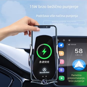 Držač telefona za Mercedes-Benz C‑Class s bežičnim punjenjem 15W, držač na zračni otvor, električno zaključavanje, ugradnja klikom