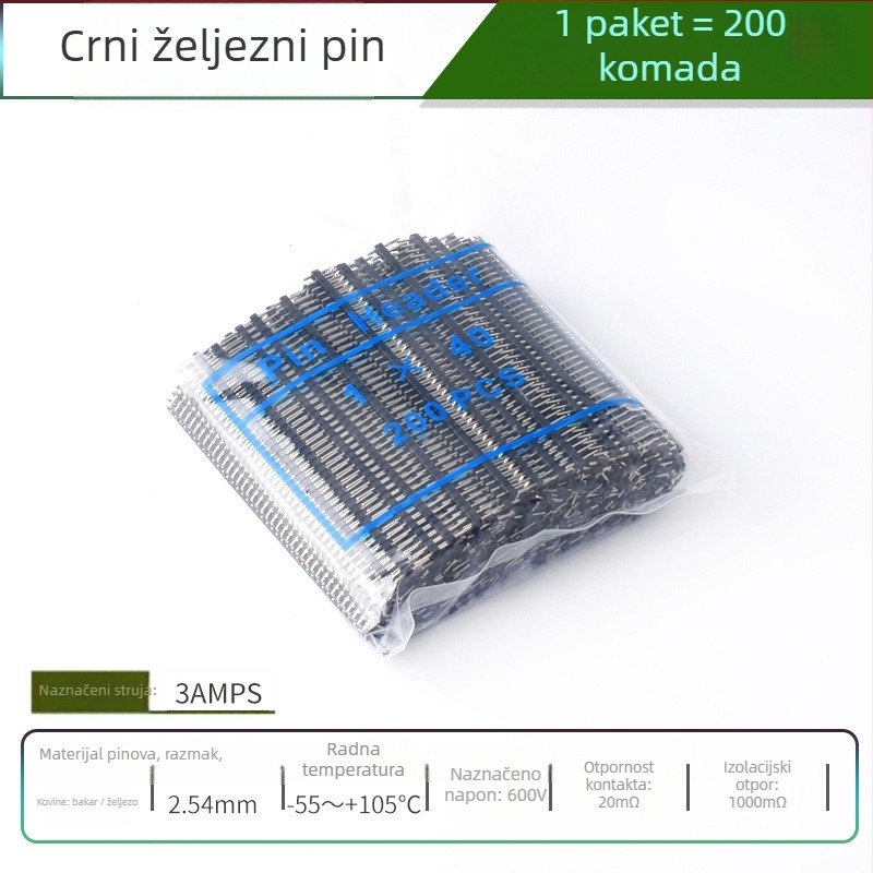 HXS 2,54 mm pin header, 40-pin, jednoradni, ravni i savinuti pinovi, za PCB ploče i digitalnu elektroniku