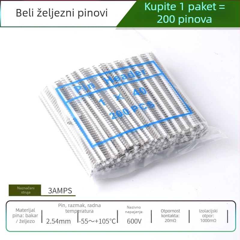 HXS 2,54 mm pin header, 40-pin, jednoradni, ravni i savinuti pinovi, za PCB ploče i digitalnu elektroniku