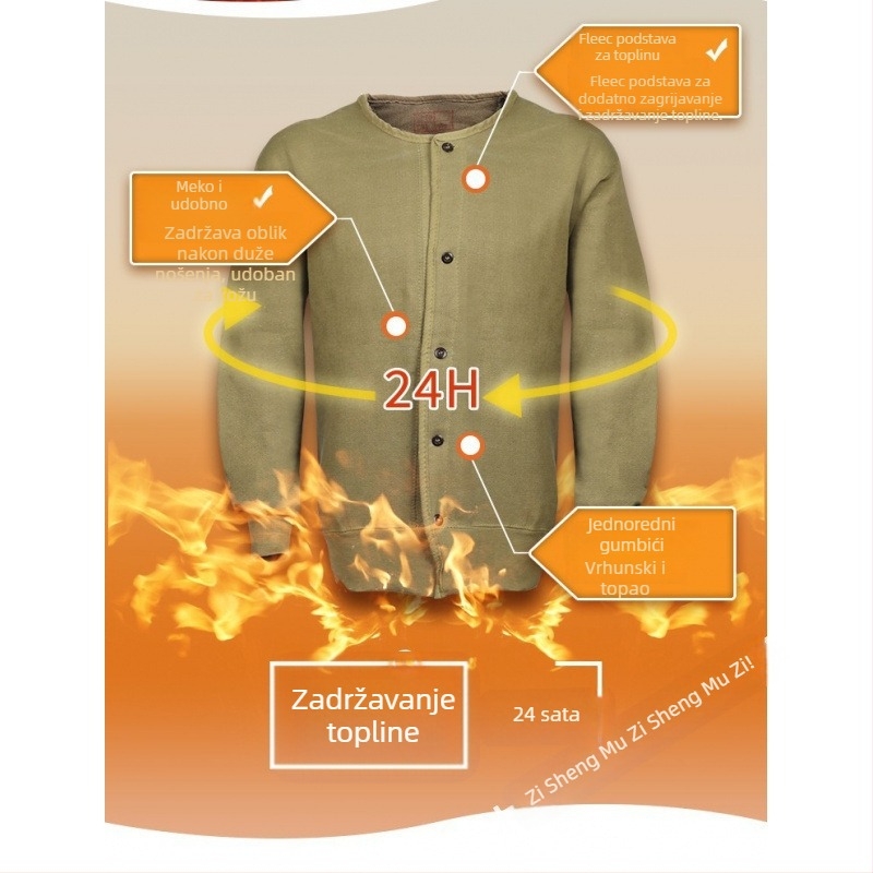 Unisex jesenska fleksi jakna, 30% kašmira, pamuk-miješani materijal, toplinska izolacija