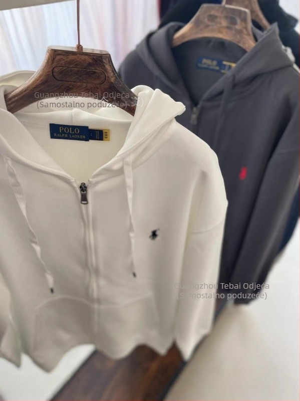 Ženski hooded cardigan sweatshirt s izšivanim uzorkom životinja, slobodan kroj, zatvarač, pamuk-poliester smjesa