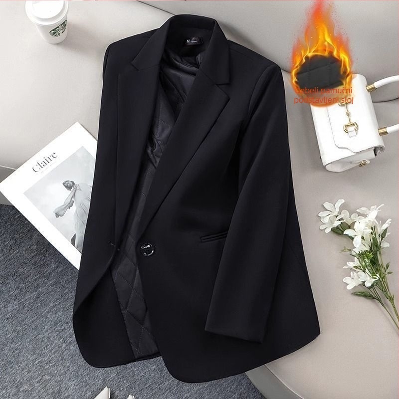 Ženski chenille quiltirani blejzer, A-silueta, ovratnik polo, zatvaranje na jedno dugme, tkanina s udjelom spandexa