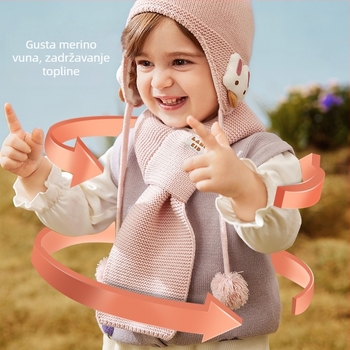 Lemon Baby pletena kapa za bebe s zaštitom za uši i pomponom, topla akril kapa za proljeće i jesen