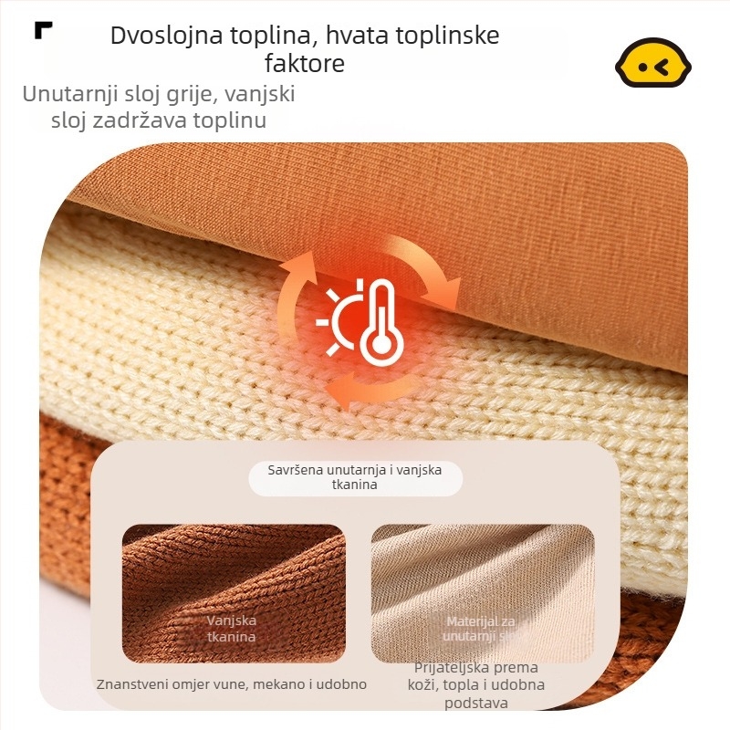 Lemon Baby pletena kapa za bebe s zaštitom za uši i pomponom, topla akril kapa za proljeće i jesen