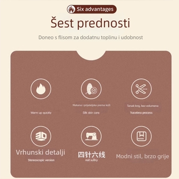 Unisex termalna vesta za jesen/zimu, dvostruki sloj poliester tkanina, flis podstava i velur podstava, V-izrez