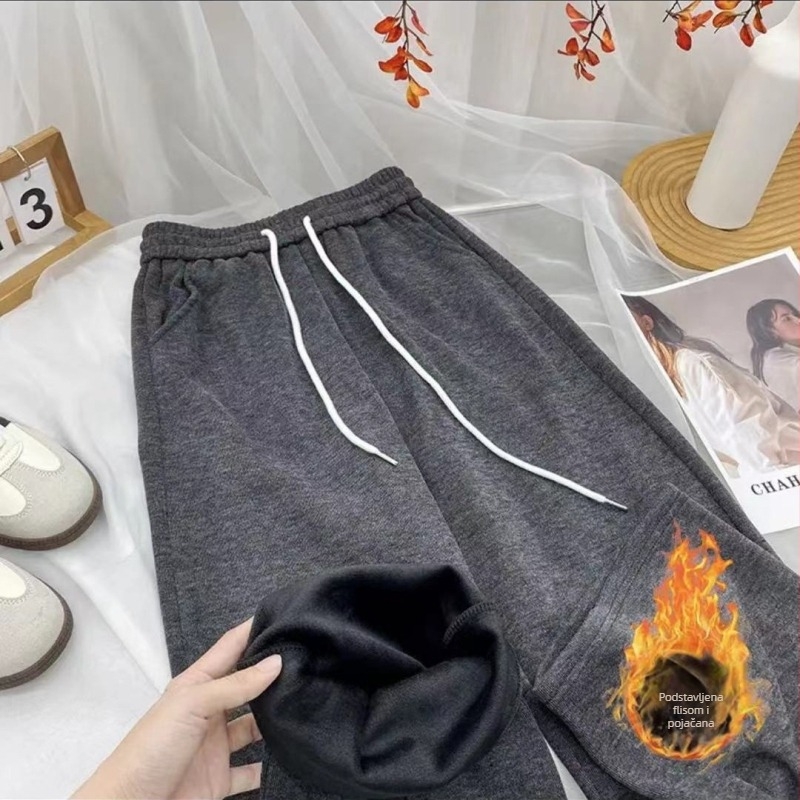 Ženske hlače visokog struka i ravnog kroja od poliestera, svakodnevne, srednje težine, jesen 2024