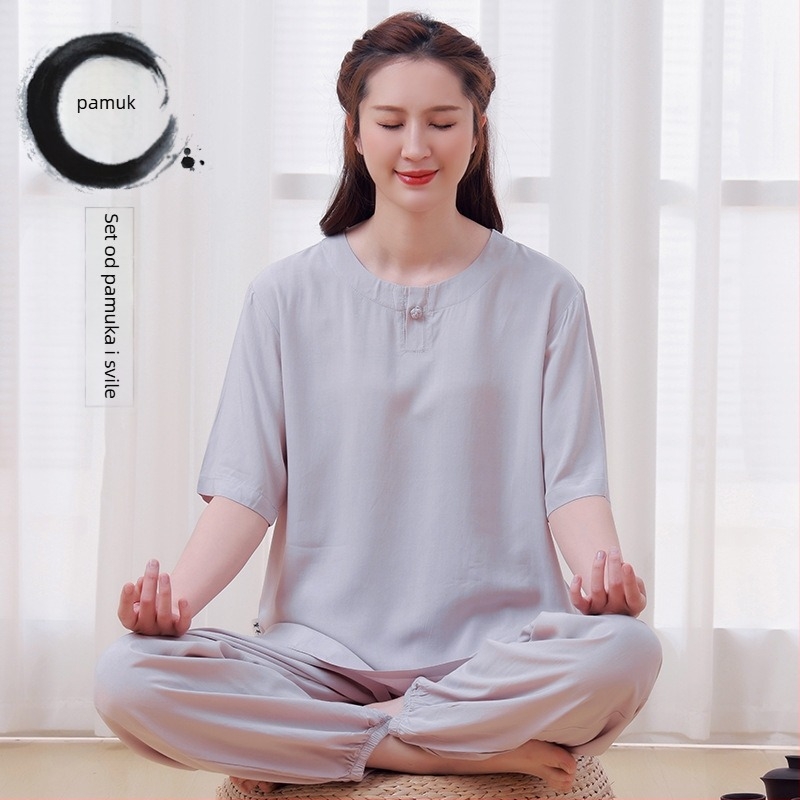Tang stil Zen čajna haljina od pamuka, tkanina bojana vlaknom, 90–95% pamuka, inspirirano tradicionalnim kineskim stilom, izlazi 2022. jesen