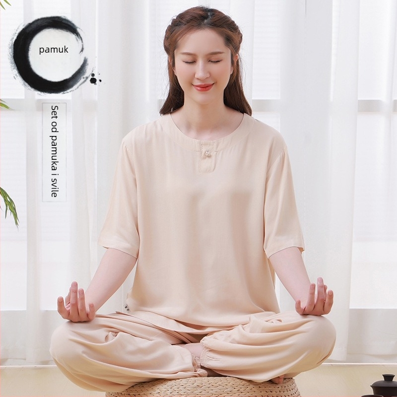 Tang stil Zen čajna haljina od pamuka, tkanina bojana vlaknom, 90–95% pamuka, inspirirano tradicionalnim kineskim stilom, izlazi 2022. jesen