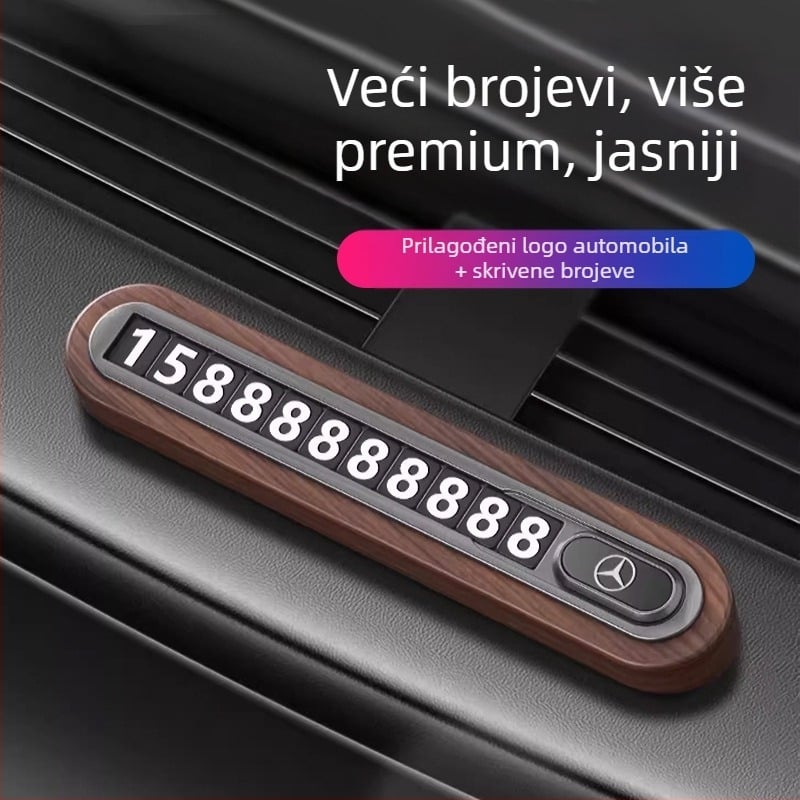 Privremena pločica za parkiranje od orahovog drveta za automobil – skrivenog tipa, bez prilagodbe