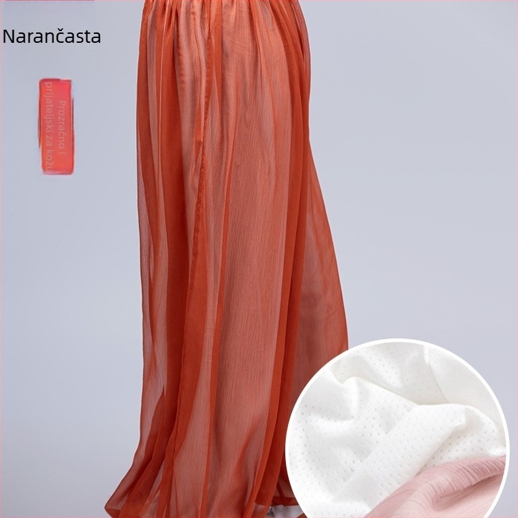 Ženske Tai Chi hlače – ljetni lagani model Lantern stil s osam-segmentnim brokatom, za jutarnju vježbu i svakodnevno nošenje. Tkanina: Chenille; Glavna komponenta: Spandex; Sadržaj glavne tkanine ispod 30%; Šifra proizvoda: F99M55H55M687T