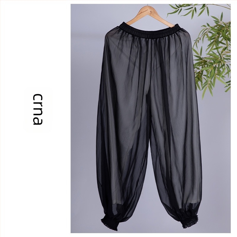 Ženske Tai Chi hlače – ljetni lagani model Lantern stil s osam-segmentnim brokatom, za jutarnju vježbu i svakodnevno nošenje. Tkanina: Chenille; Glavna komponenta: Spandex; Sadržaj glavne tkanine ispod 30%; Šifra proizvoda: F99M55H55M687T