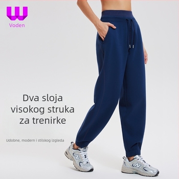 Ženske hlače jogger od pamuka, srednji struk, odvlaživanje vlage, za trčanje i fitness