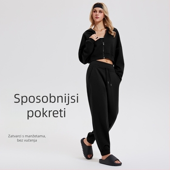 Ženske hlače jogger od pamuka, srednji struk, odvlaživanje vlage, za trčanje i fitness