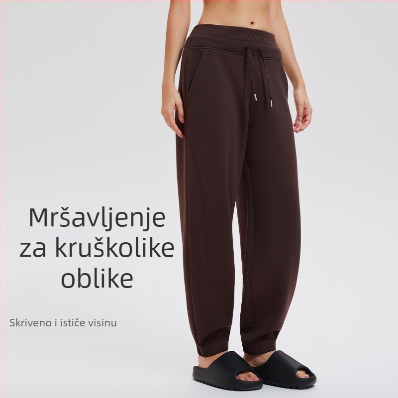 Ženske hlače jogger od pamuka, srednji struk, odvlaživanje vlage, za trčanje i fitness