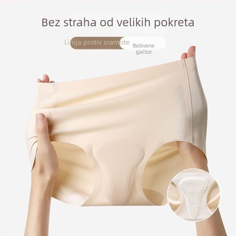 Ženske antifriktivne gaćice sa srednjim podom, Ice Silk materijal, prozračne, antibakterijske, pamuk podstava u preponama