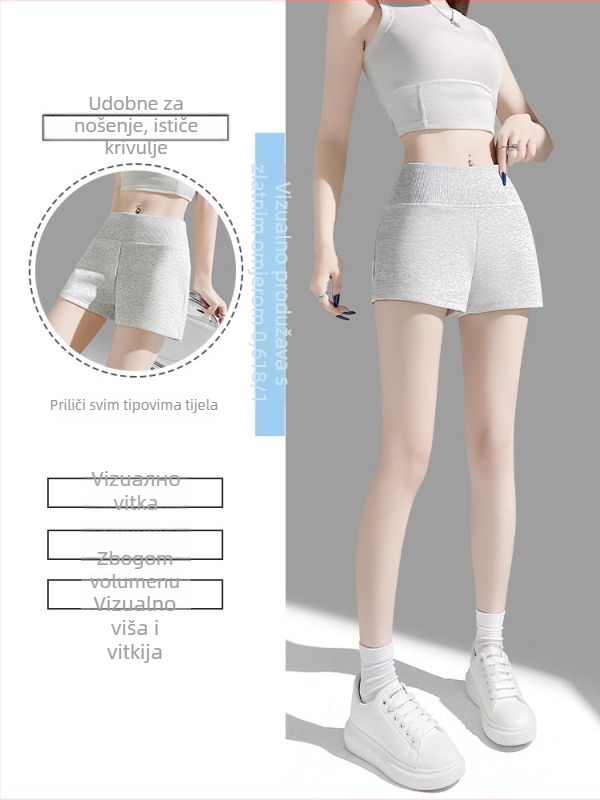 Ženske casual capri hlače s elastčnim pojasom, pamuk-poliester smjesa, dužina 3/4, visoka elastičnost (reflektirajuća obrada)