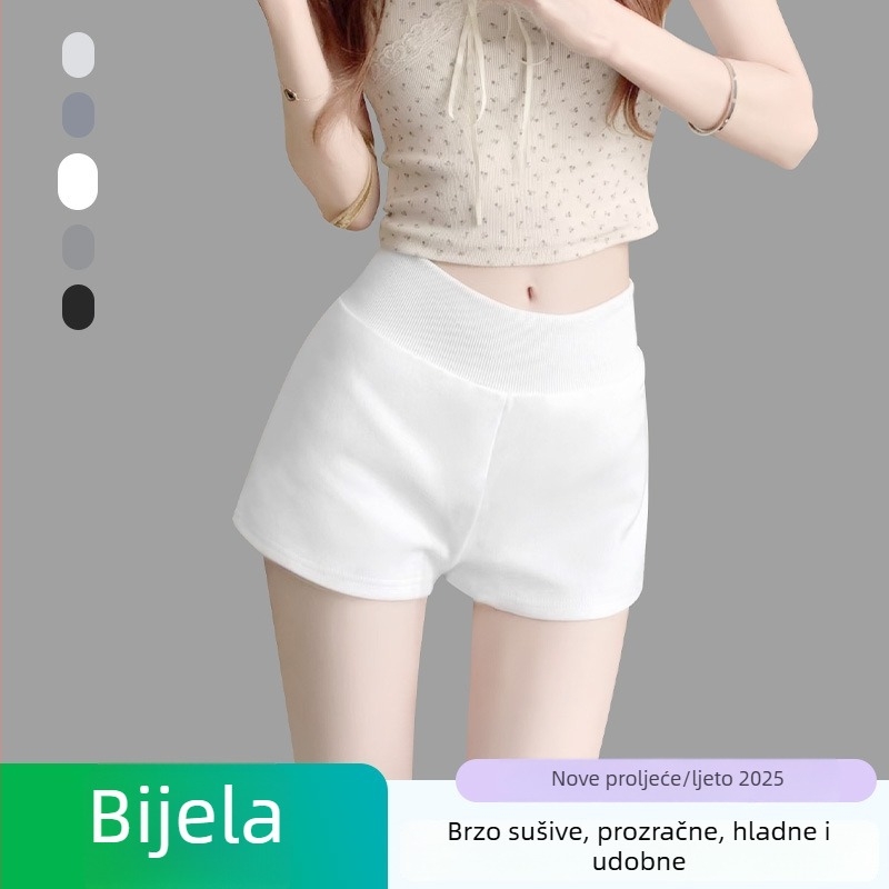 Ženske casual capri hlače s elastčnim pojasom, pamuk-poliester smjesa, dužina 3/4, visoka elastičnost (reflektirajuća obrada)