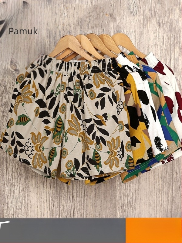 Ženske kratke hlače od pamuka i lana, visokim strukom, tanki materijal, retro stil.