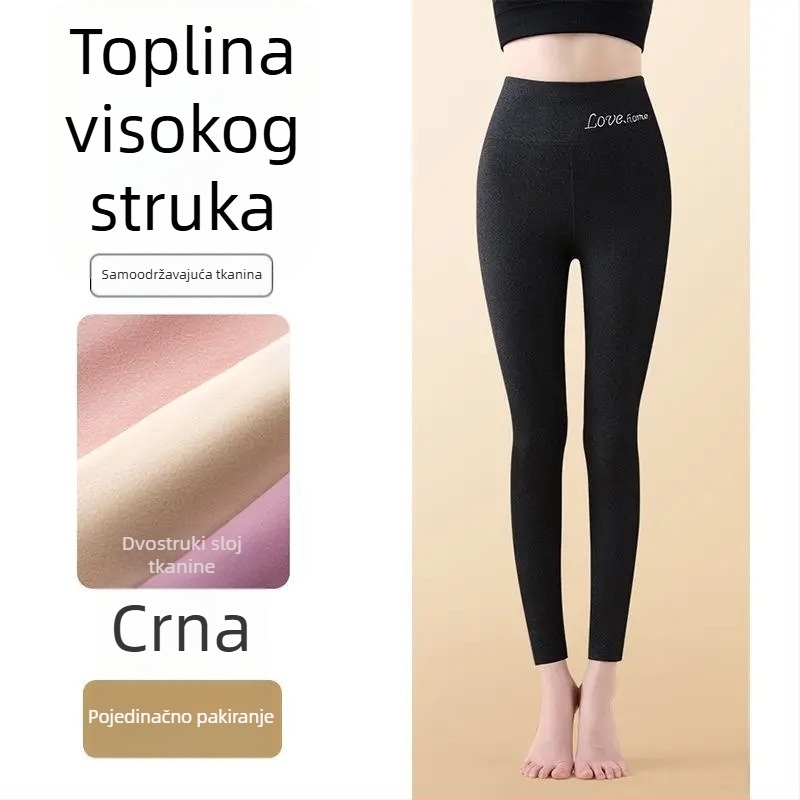 Ženski bezšavni termalni tajice visokim strukom, Derong tkanina, srednje debljine