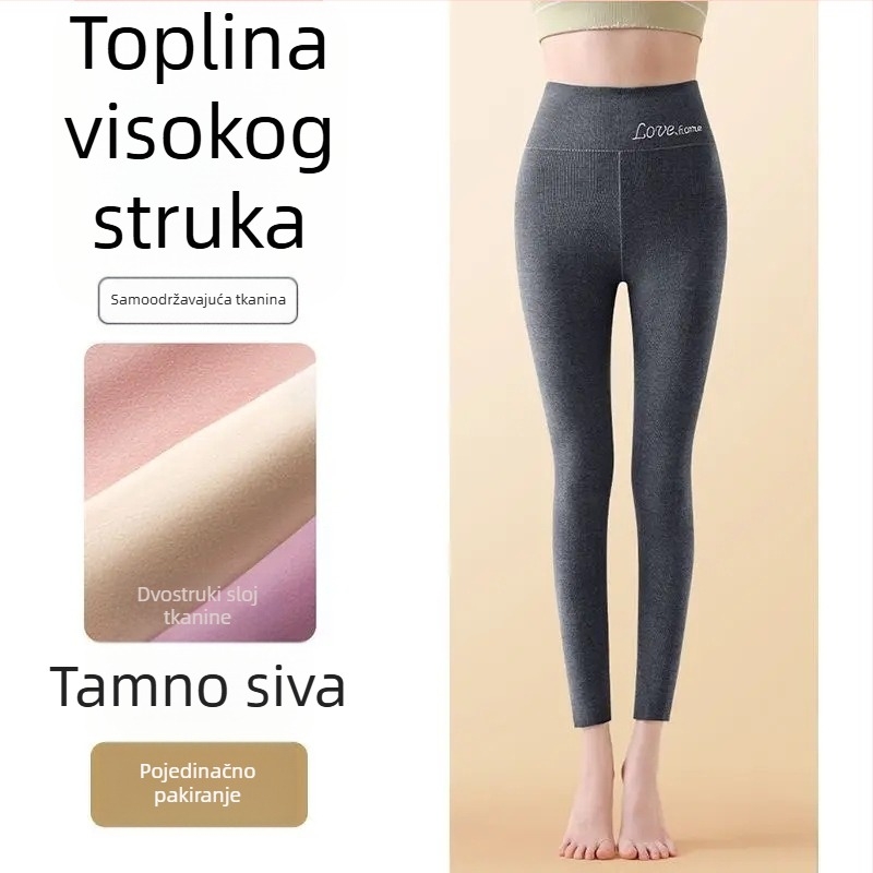 Ženski bezšavni termalni tajice visokim strukom, Derong tkanina, srednje debljine