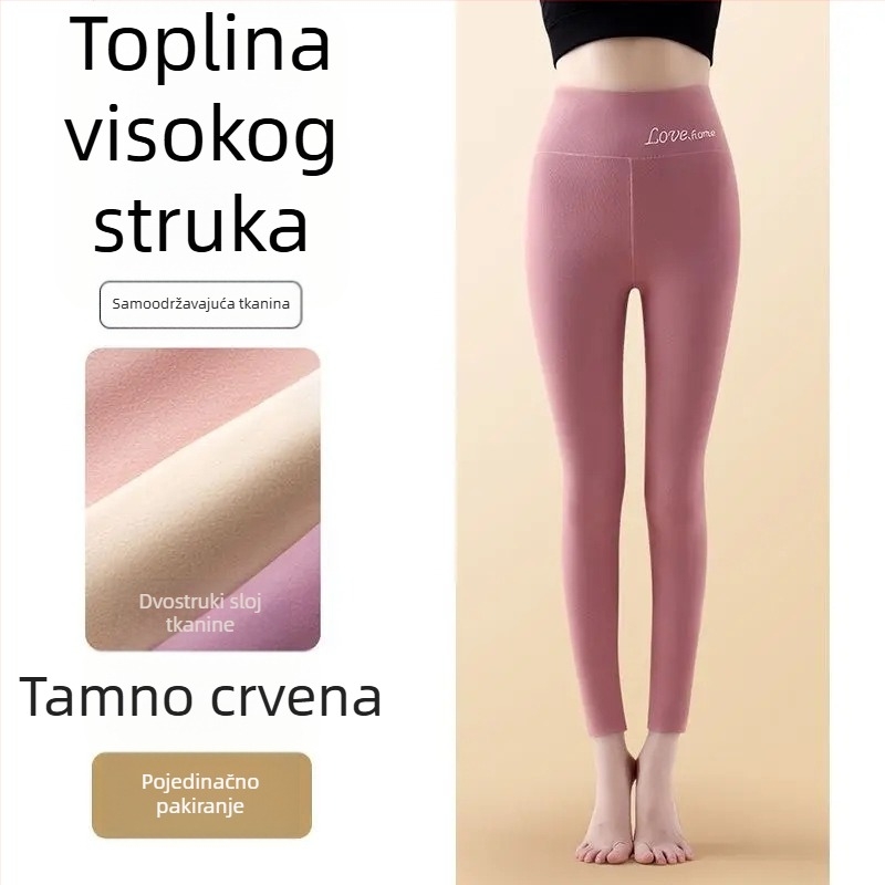Ženski bezšavni termalni tajice visokim strukom, Derong tkanina, srednje debljine