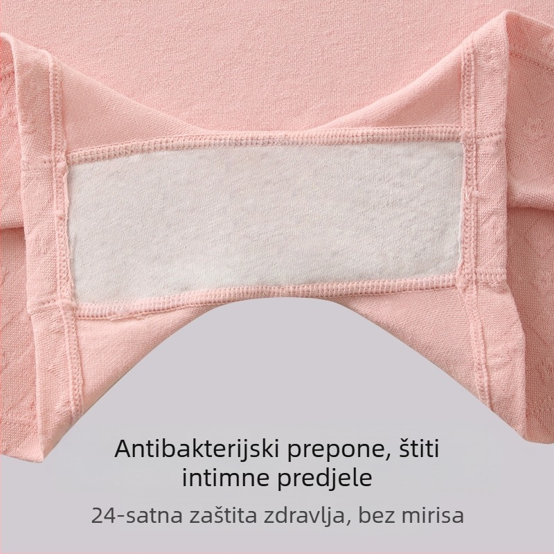 Ženske sigurnosne gaćice s srednjim strukom od pamuka, reljefni uzorak, anti-slip, glavni materijal 90–95% pamuk, podstava prepona 100% pamuk