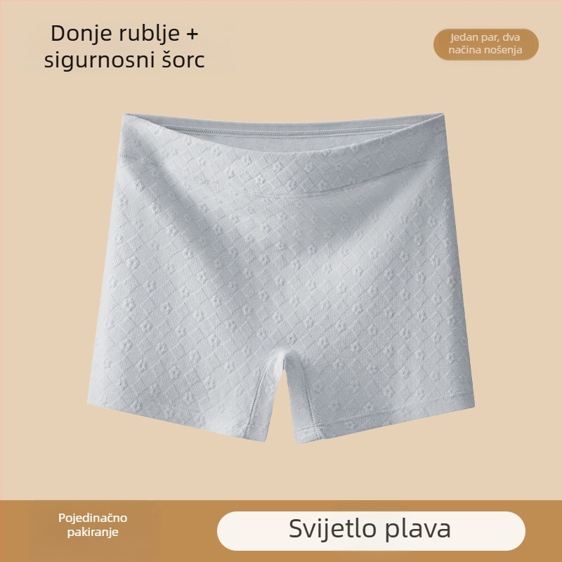 Ženske sigurnosne gaćice s srednjim strukom od pamuka, reljefni uzorak, anti-slip, glavni materijal 90–95% pamuk, podstava prepona 100% pamuk