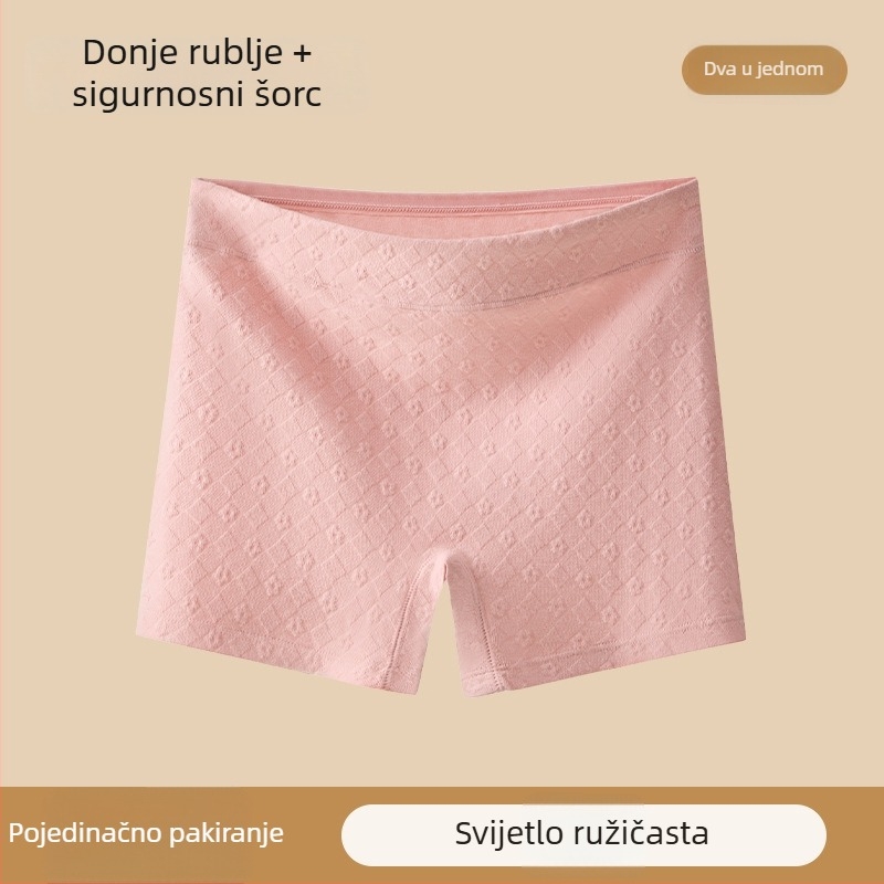 Ženske sigurnosne gaćice s srednjim strukom od pamuka, reljefni uzorak, anti-slip, glavni materijal 90–95% pamuk, podstava prepona 100% pamuk