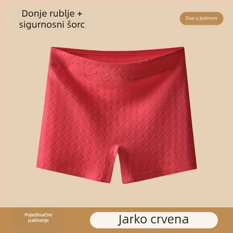 Ženske sigurnosne gaćice s srednjim strukom od pamuka, reljefni uzorak, anti-slip, glavni materijal 90–95% pamuk, podstava prepona 100% pamuk