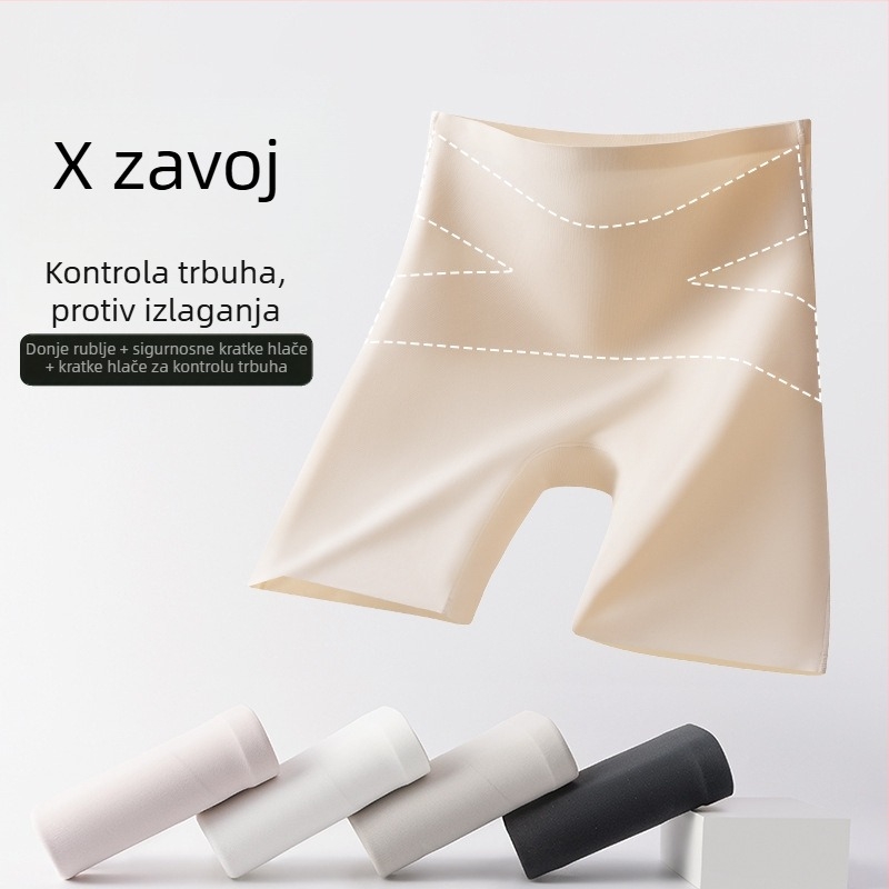 Tri u jednome ženske hlače od ledenog svilenog materijala s visokim strukom za kontrolu trbuha i podizanje stražnjice, legice za zaštitu od prozirnosti