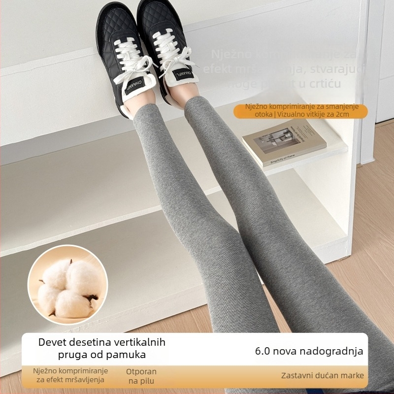 Ženski leggings duljine 9/10 s kontrolom trbuha, unutarnja fleec podstava, debeli za jesen-zimu