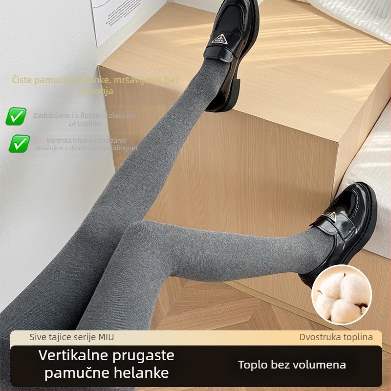 Ženski leggings duljine 9/10 s kontrolom trbuha, unutarnja fleec podstava, debeli za jesen-zimu