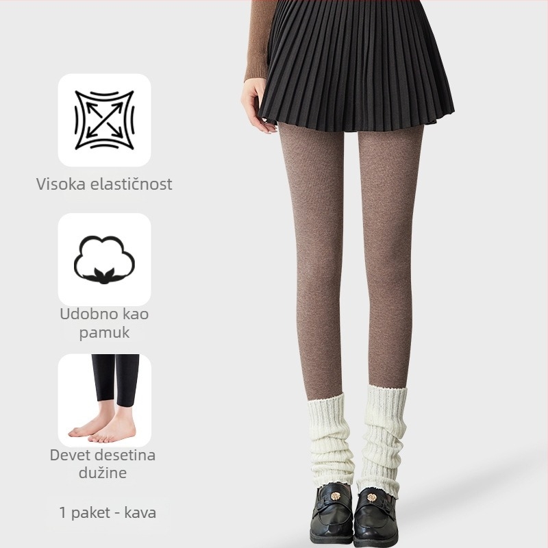 Ženski leggings duljine 9/10 s kontrolom trbuha, unutarnja fleec podstava, debeli za jesen-zimu