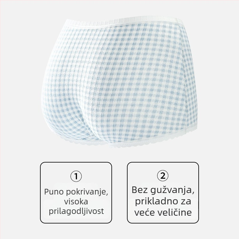 Ženske pamukaste antibakterijske, prozračne gaćice s čipkom, srednje visoke
