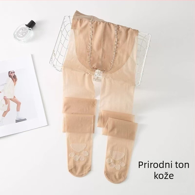 Ženske čarape s mačjim šapama, ultra tanke, protiv hvatanja, ljetne nijanse nude-crna, velika veličina