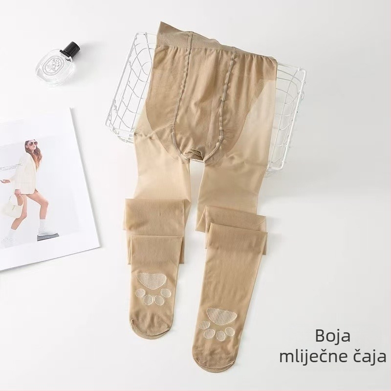 Ženske čarape s mačjim šapama, ultra tanke, protiv hvatanja, ljetne nijanse nude-crna, velika veličina