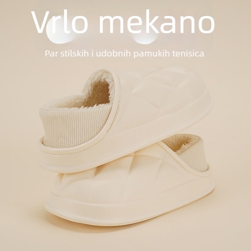 Unisex pamučne papuče s pliš unutrašnjom, EVA đon, niski gležanj, zimske papuče za dom