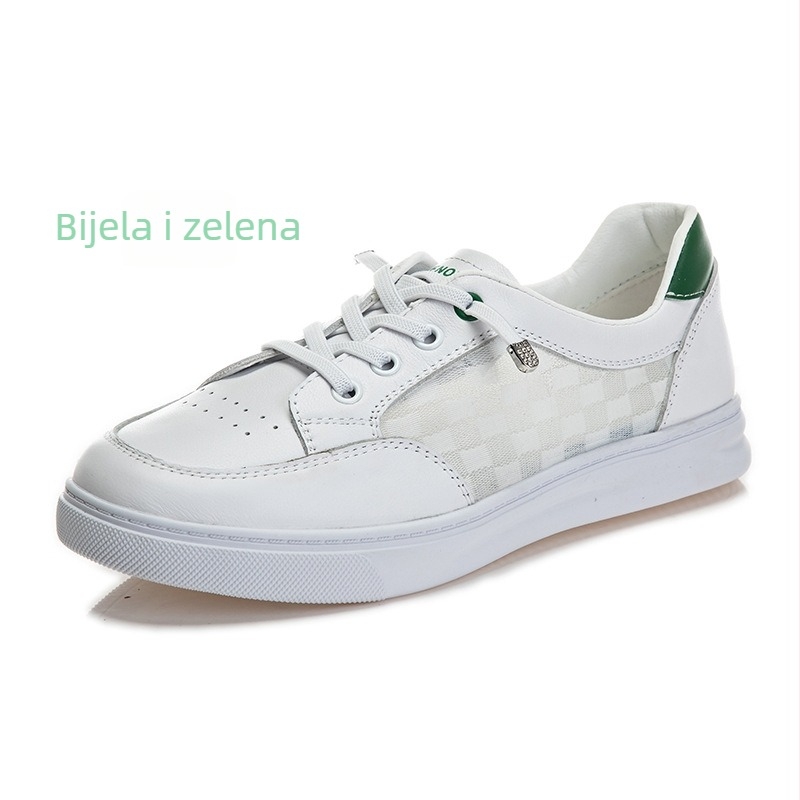 Ženske svakodnevne tenisice, gornji dio od kože prvog sloja, zatvaranje elastičnom trakom, niski ravni đon 1–3 cm, gumeni potplat