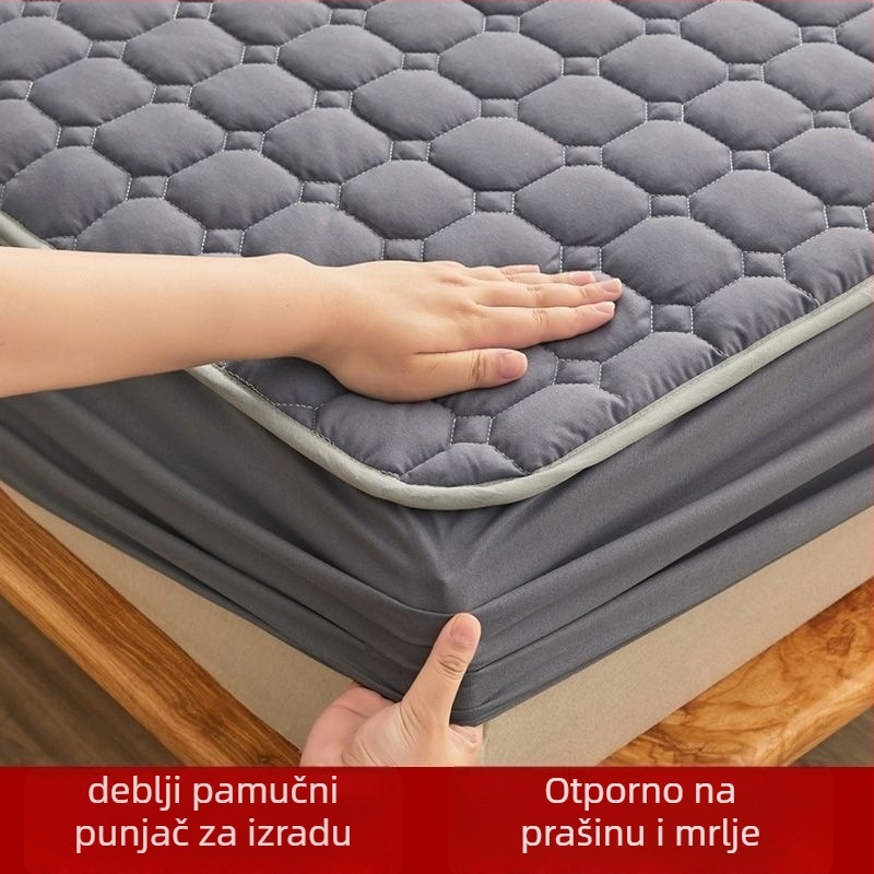 Navlaka za madrac sa gumicom: poliester, počesana tkanina, jednobojna, 300–500 g, za sve sezone