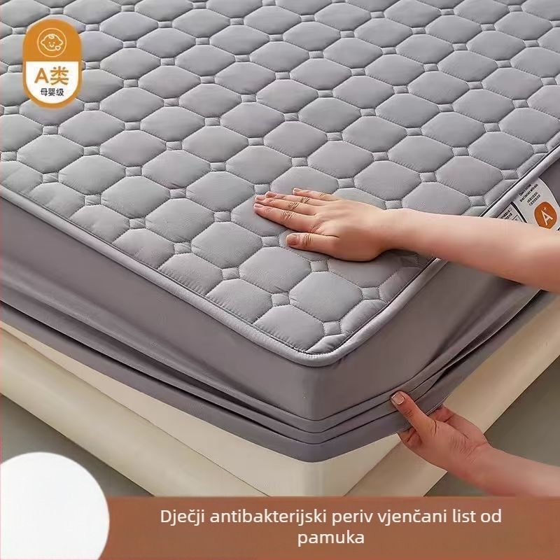 Navlaka za madrac sa gumicom: poliester, počesana tkanina, jednobojna, 300–500 g, za sve sezone