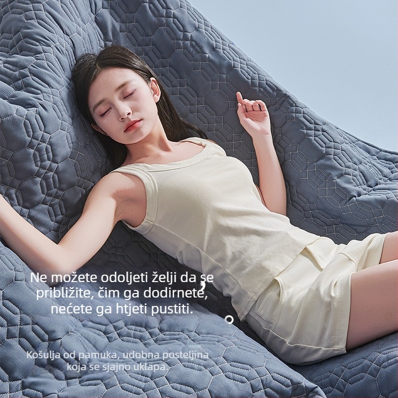 Gumirana plahta za krevet, šivana, od pamuka, jednobojna, reaktivno bojanje, 1000–1500 g