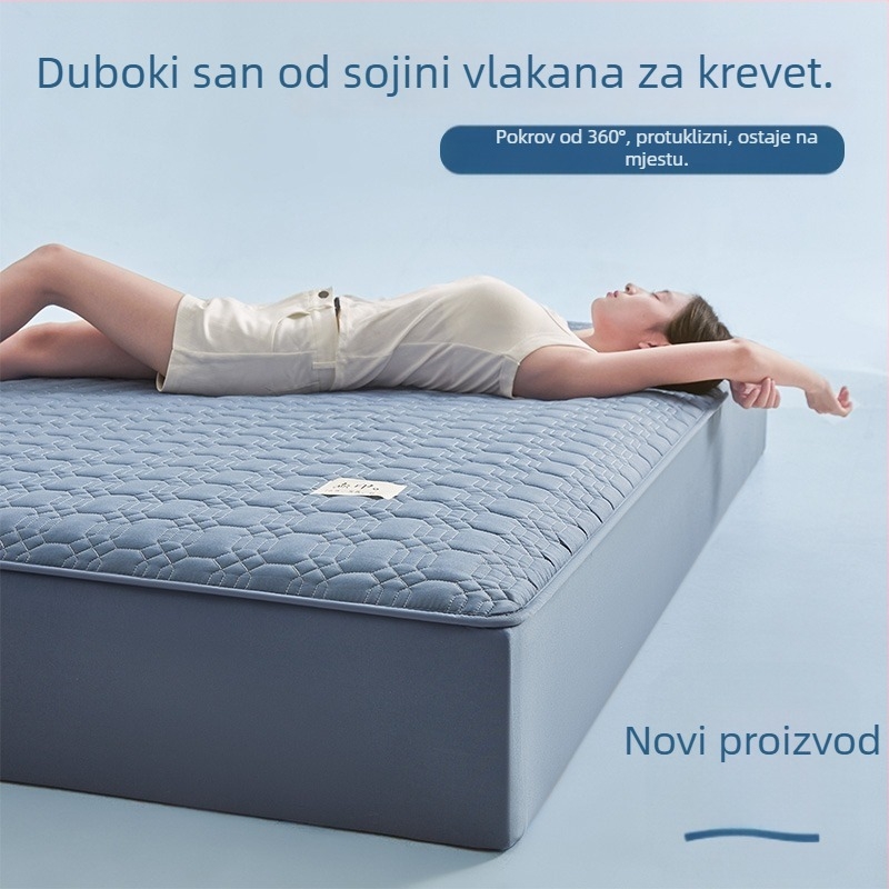 Gumirana plahta za krevet, šivana, od pamuka, jednobojna, reaktivno bojanje, 1000–1500 g