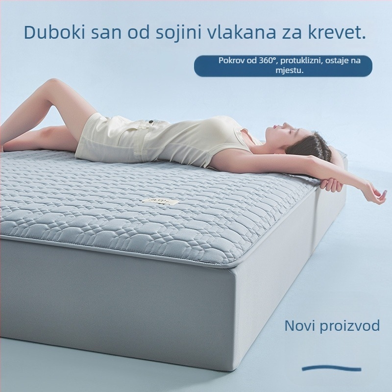 Gumirana plahta za krevet, šivana, od pamuka, jednobojna, reaktivno bojanje, 1000–1500 g