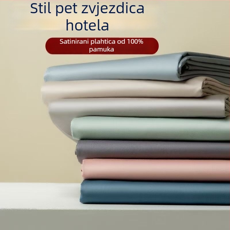 Čaršav s gumom – dugački pamuk, satenska tkanina, reaktivno bojanje, 100 niti, 300–500 g