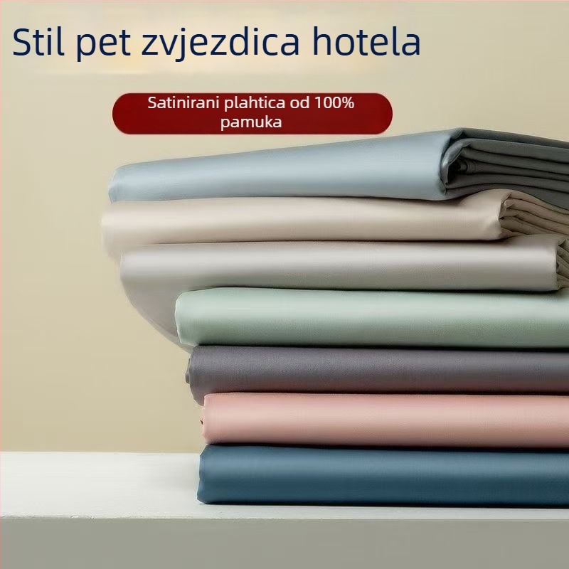 Čaršav s gumom – dugački pamuk, satenska tkanina, reaktivno bojanje, 100 niti, 300–500 g