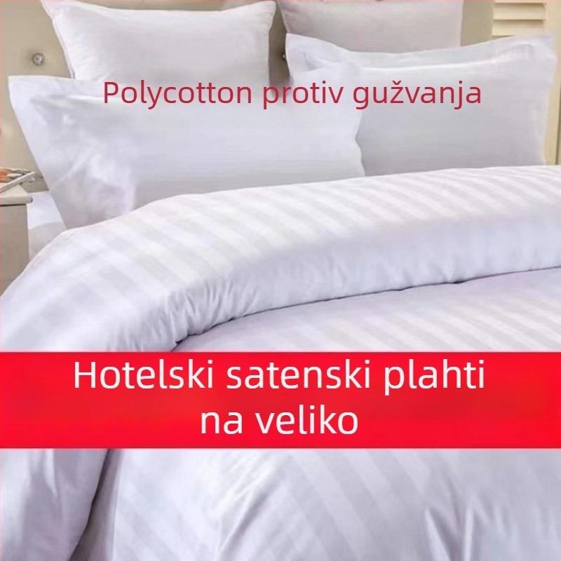 Q3Y Pamukasti set posteljine za pokrivač: navlaka za pokrivač, plahta i jastučnice, bijela, jednoliki format, hotelski stil
