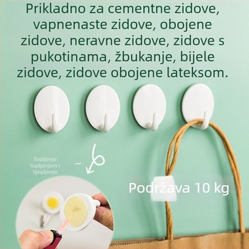 KOMEKI ljepljiva kuka, plastika, bez bušenja, set od 2 komada, nosivost 3 kg