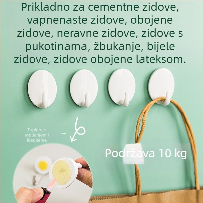 KOMEKI ljepljiva kuka, plastika, bez bušenja, set od 2 komada, nosivost 3 kg