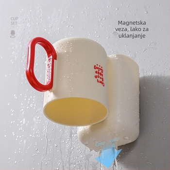 Držač za četkice za zube, zidni, s čašom, bez bušenja, plastični